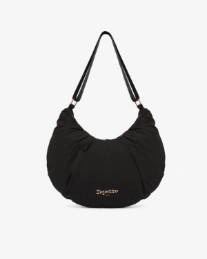 Repetto Lune padded nylon half-moon Women's Sports Bag Black | FBZS-27149